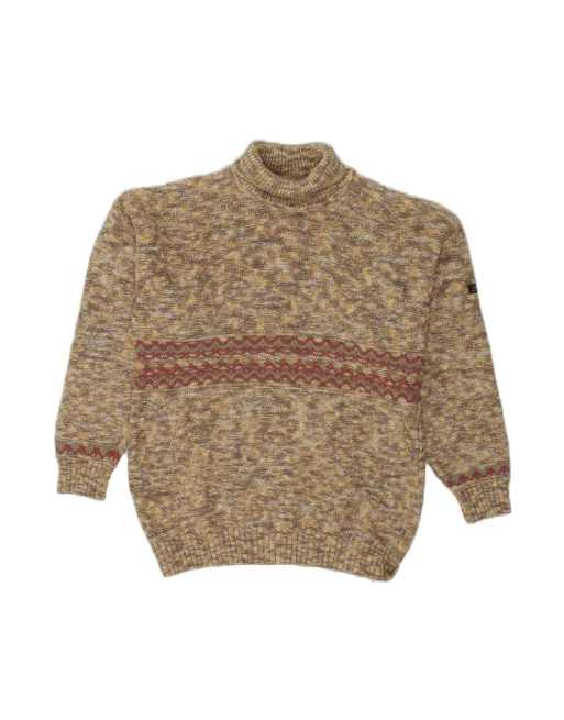 Vintage Roll Neck Jumper Sweater Medium In Khaki Flecked