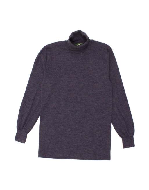 Vintage Roll Neck Jumper Sweater UK 12 Medium In Blue