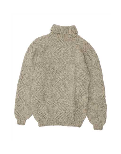 Vintage Roll Neck Jumper Sweater UK 12 Medium In Grey Chevron