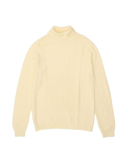 Vintage Roll Neck Jumper Sweater UK 12 Medium In Off In White