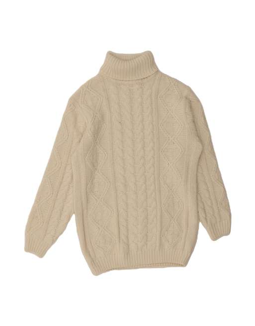 Vintage Roll Neck Jumper Sweater UK 14 Large In Off In White
