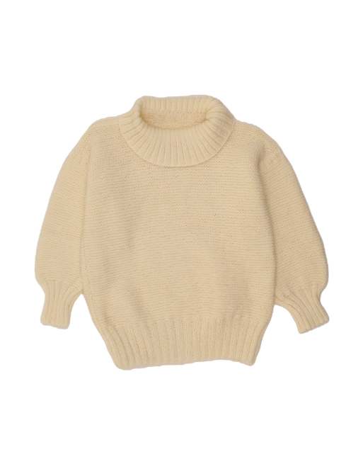 Vintage Roll Neck Jumper Sweater UK 14 Large In Off In White