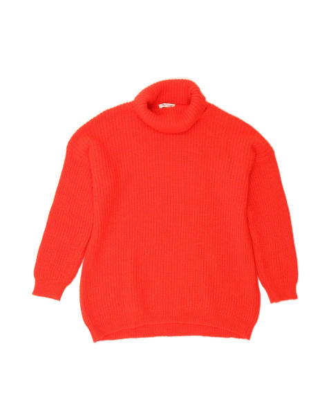 Vintage Roll Neck Jumper Sweater UK 14 Large In Red Wool - view 1