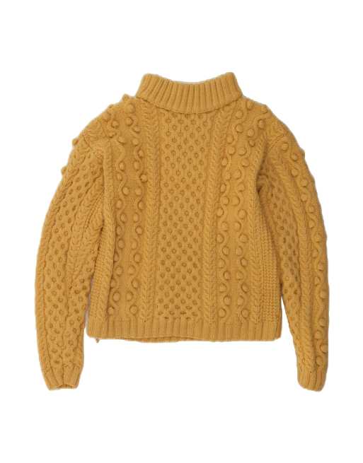 Vintage Roll Neck Jumper Sweater UK 14 Large In Yellow