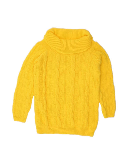 Vintage Roll Neck Jumper Sweater UK 16 Large In Yellow