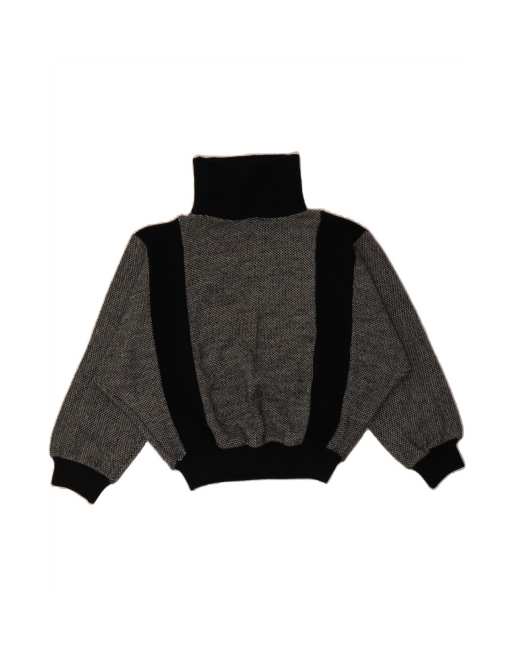 Vintage Roll Neck Jumper Sweater UK 18 XL In Grey Colourblock