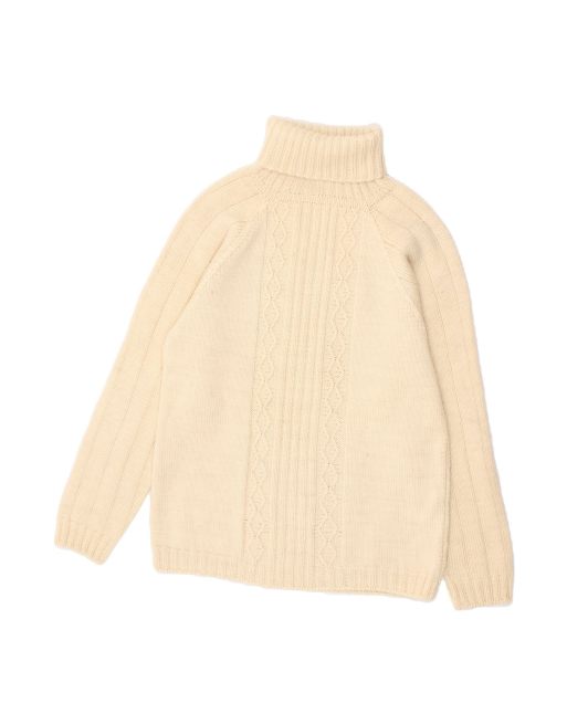 Vintage Roll Neck Jumper Sweater UK 4 XS In Off In White