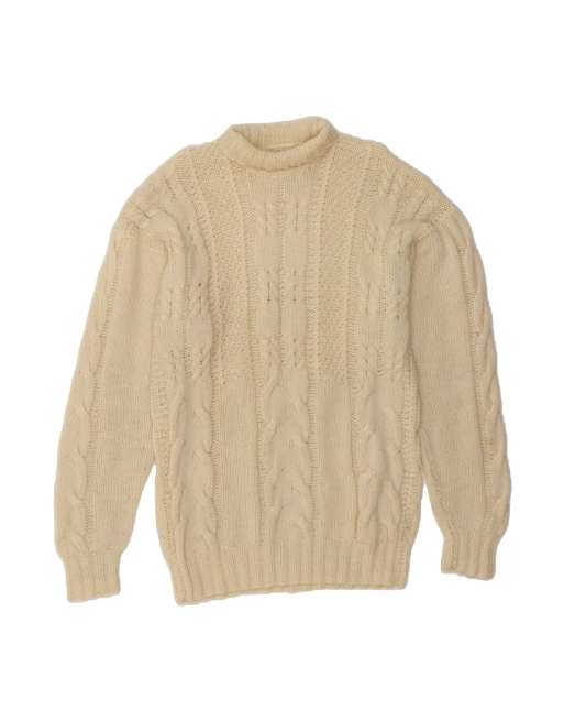 Vintage Roll Neck Jumper UK 16 Large In Off In White