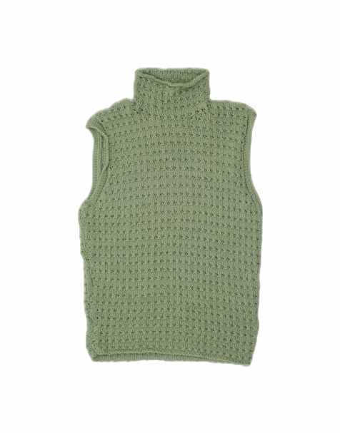 Vintage Roll Neck Vest Tank Top UK 10 Small In Green - view 1