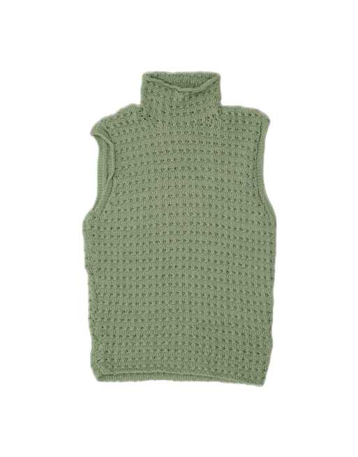 Vintage Roll Neck Vest Tank Top UK 10 Small In Green