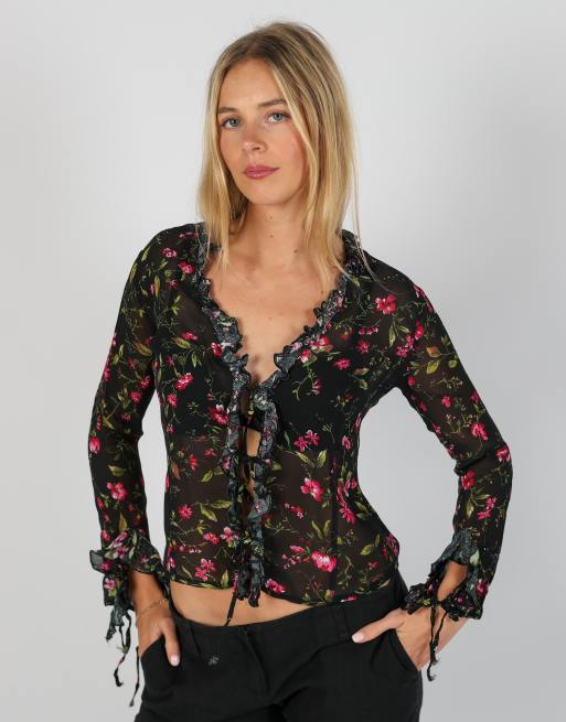 Vintage Roman's S blouse in black, 3 of 4