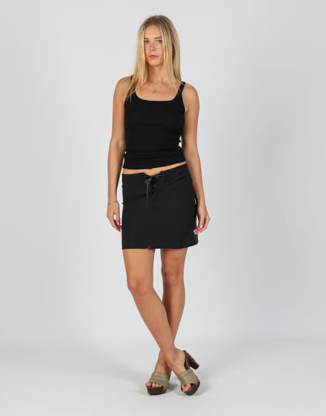 Vintage Roman's XS woven mini skirt in black - view 1
