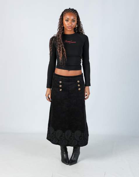 Vintage Rosa Frigerid S cord skirt in black - view 1
