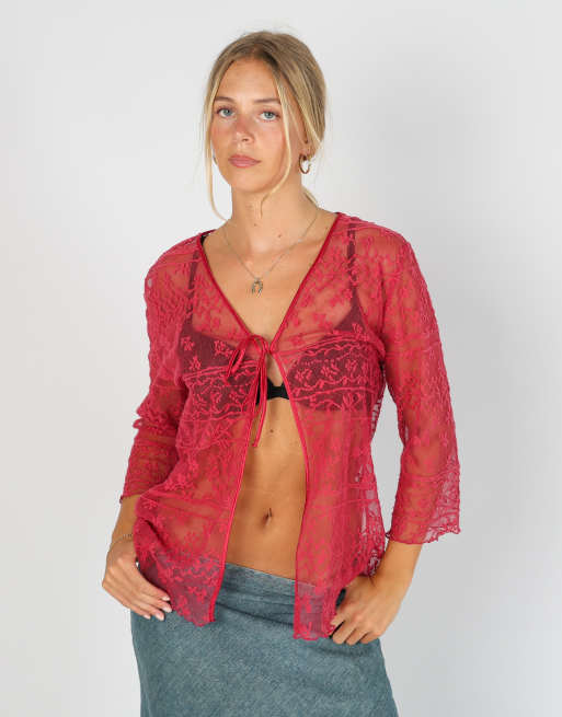 Vintage Rösch M mesh top in pink, 1 of 4