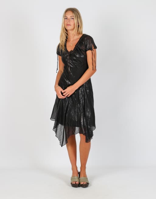 Vintage Rose D S woven midi dress in black