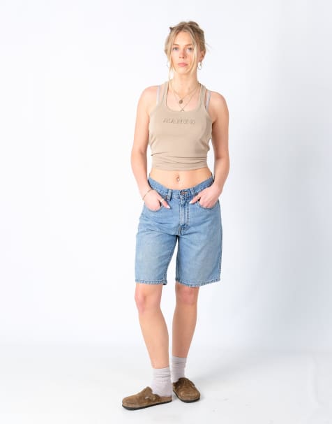 Vintage Route 66 30x20 Denim Jorts Shorts Light Blue - view 1