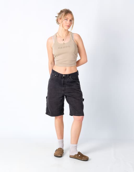 Vintage Route 66 30x22 Denim Carpenter Baggy Jorts Shorts Black