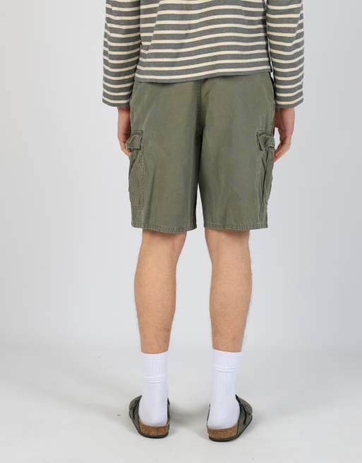 Vintage Route 66 32x21 canvas cargo shorts in dark green