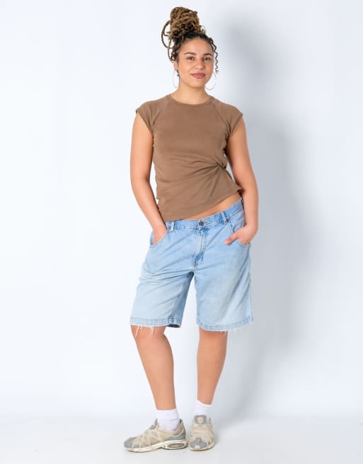 Vintage Route 66 36x20 Denim Jorts Shorts Light Blue
