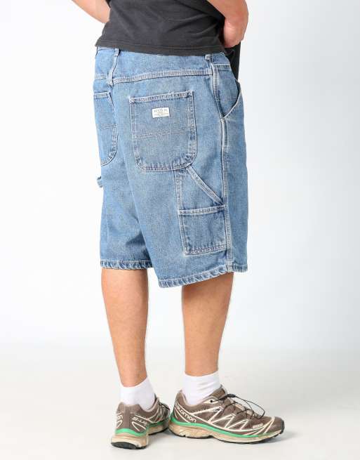 Vintage Route 66 38x23 denim carpenter baggy jorts shorts in light blue, 2 of 4