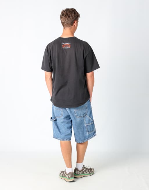 Vintage Route 66 38x23 denim carpenter baggy jorts shorts in light blue, 3 of 4
