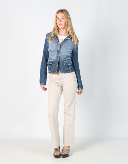 Vintage Roxy XS woven trousers in beige