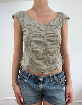 Vintage ruched top in grey