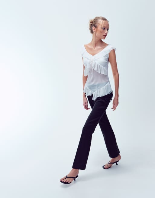 Vintage ruffle blouse size s in white