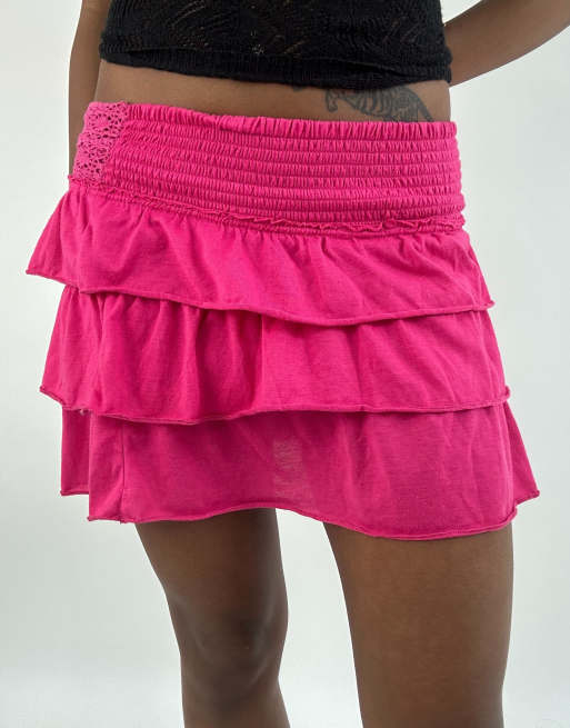 Vintage ruffle mini skirt in pink, 3 of 4