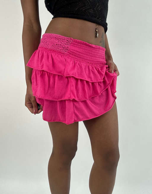 Vintage ruffle mini skirt in pink, 4 of 4