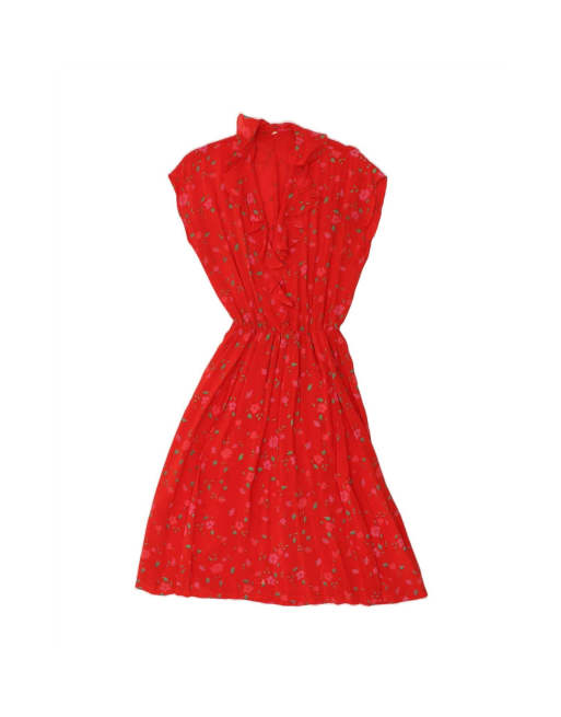 Vintage Ruffle Sleeveless Maxi Dress It 46 Large In Red Floral