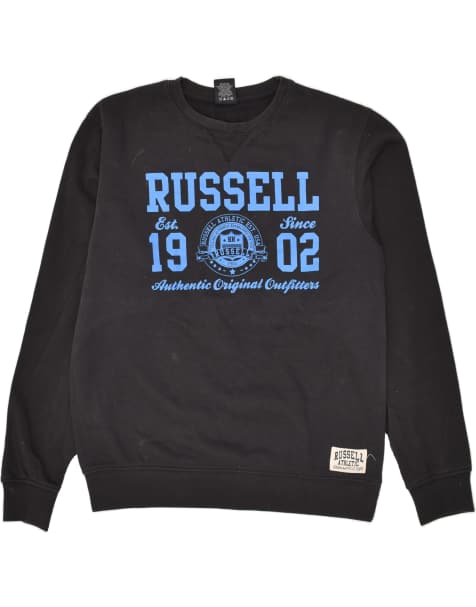 Vintage Russell Athletic Size S Graphic Sweatshirt Jumper in Black - view 1
