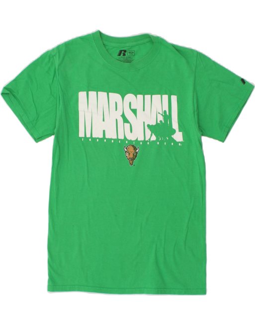 Vintage Russell Athletic Size S Graphic T-Shirt Top in Green