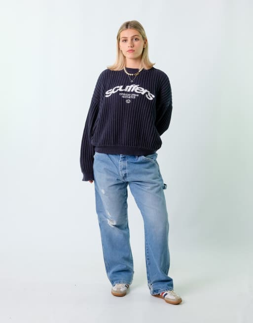 Vintage Rustler 32x30 Denim Carpenter Baggy Jeans Blue