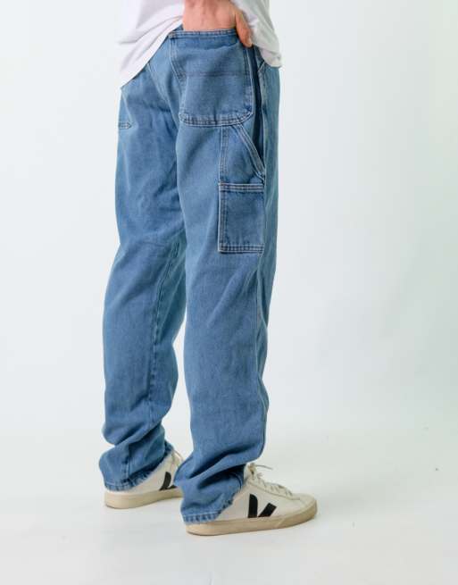 Vintage Rustler Jeans 34x32 Denim Carpenter Baggy Jeans Blue