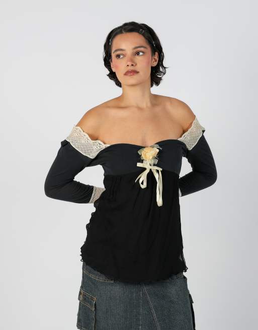 Vintage S woven top in black, 3 of 4