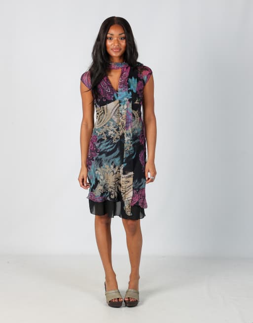 Vintage Sandro Ferrone S woven midi dress in black