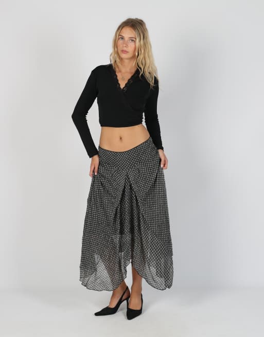 Vintage Sandwich S woven maxi skirt in black