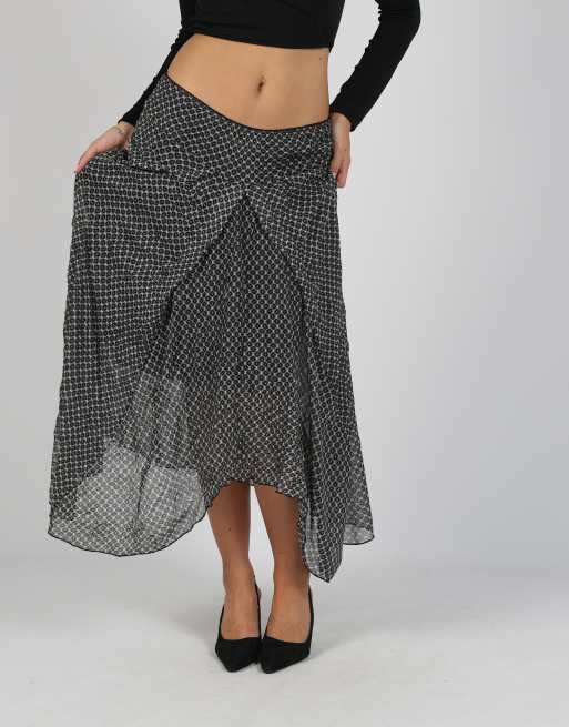 Vintage Sandwich S woven maxi skirt in black, 2 of 4