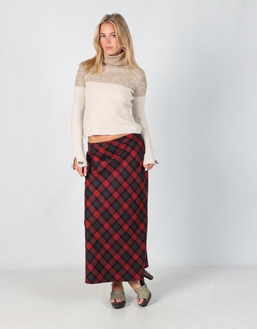 Vintage Sara Glenzer 10 woven maxi skirt in red