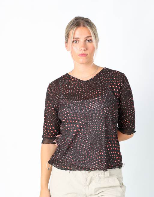Vintage Sara Glenzer L mesh top in black