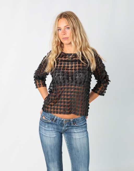 Vintage Sarah Chole M mesh top in black