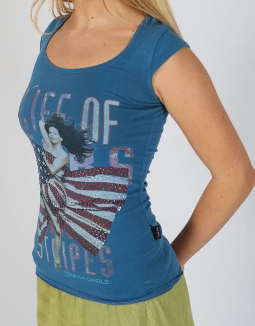 Vintage Sarah Chole XS baby tee in blue, 4 of 4