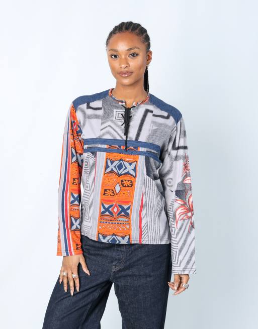 Vintage Savage Culture M long sleeve top in light grey