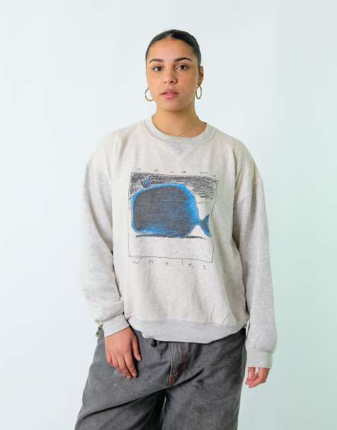 Vintage Save My Whales XL Sweatshirt Light Grey - view 1