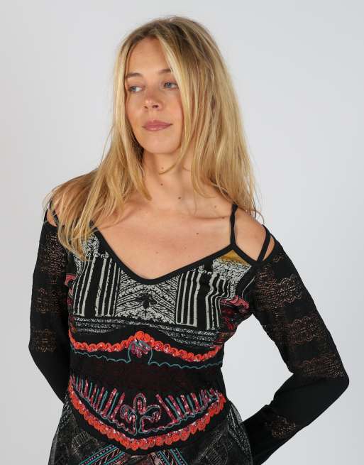 Vintage Save The Queen M woven midi dress in black, 4 of 4