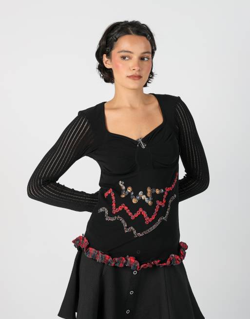 Vintage Save The Queen S long sleeve top in black, 1 of 4