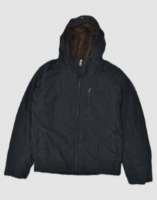 Vintage Schott Size L hooded windbreaker jacket in black