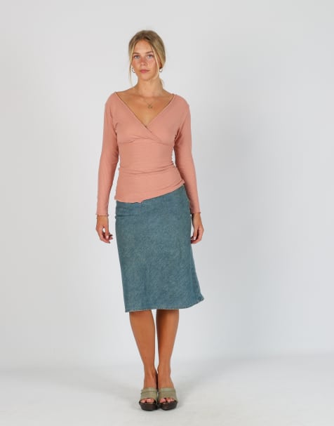 Vintage Scoop S denim midi skirt in blue - view 1