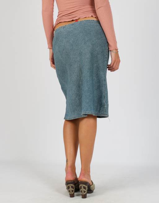 Vintage Scoop S denim midi skirt in blue, 4 of 4